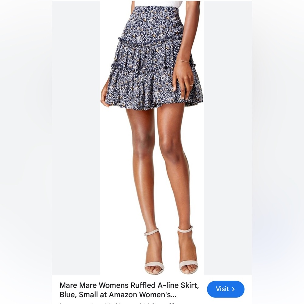 Women's Blue Ruffled A-line Skirt